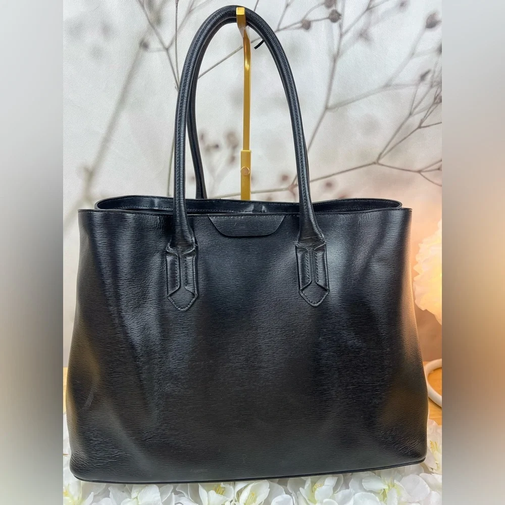 Lauren Ralph Lauren Black Saffiano Leather Tote Bag - Picture 3 of 14